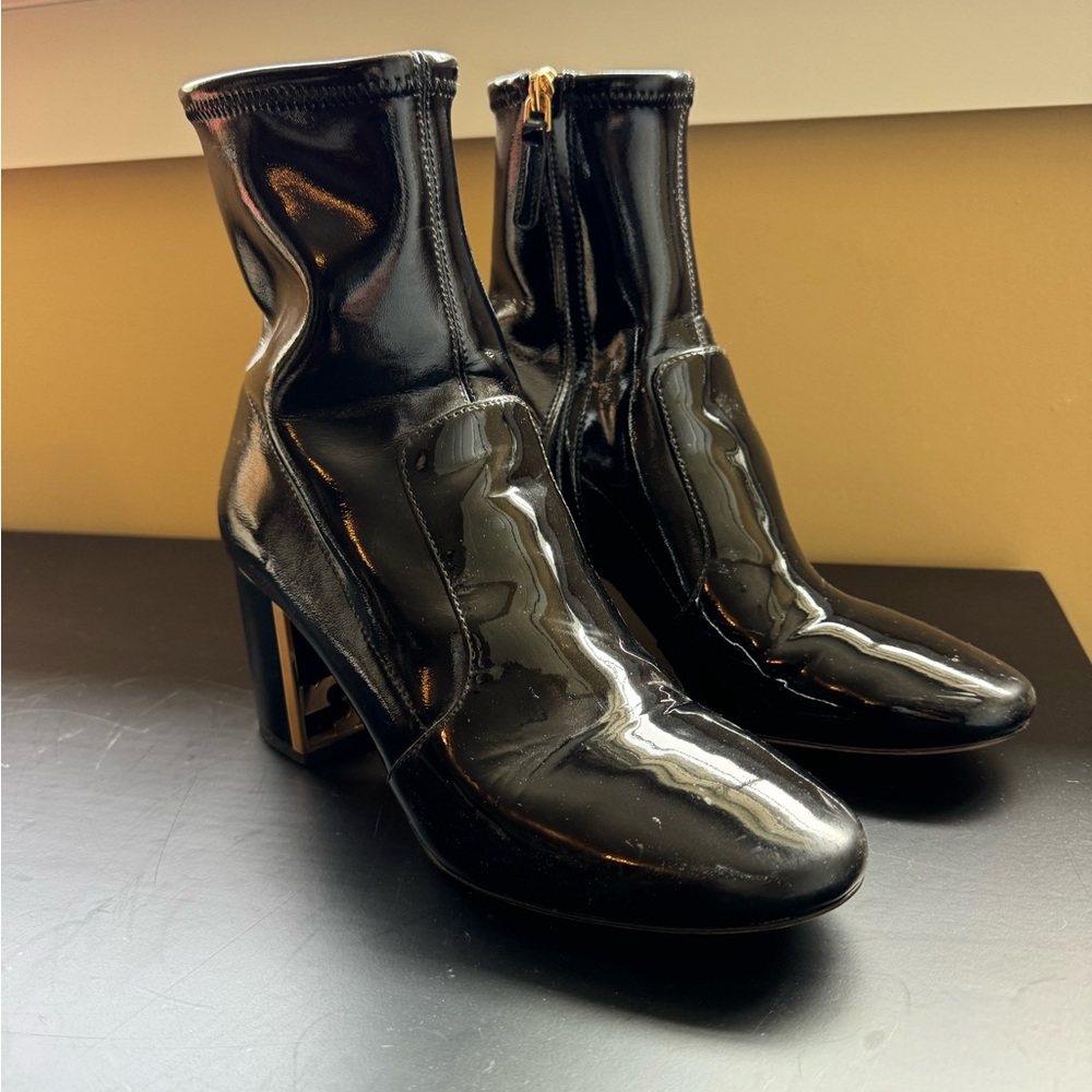 Tory Burch Black Patent Leather Ankle Boots